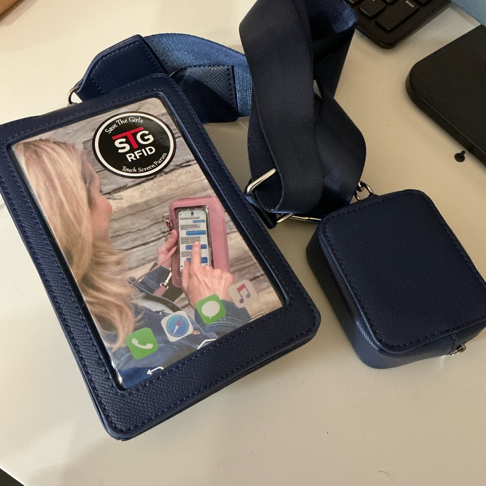 Save the Girls Navy Crossbody Phone Bag with Detachable Coin Pouch